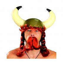 Perruque rousse tressée pour homme avec moustache
