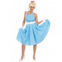 Robe année 50 style Pin-Up bleue à pois pour femme (M)