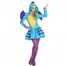 Robe à capuche de dragon bleu pour femme (M/L)