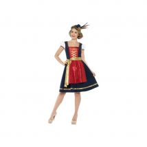 Robe bavaroise bleue, tablier rouge traditionnel (L)