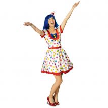 Robe blanche de clown blanche à pois colorés (L)