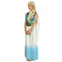 Robe blanche et bleue de princesse antique (M)