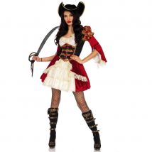 Robe blanche rouge évasée de pirate (S/M)