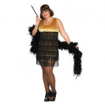 Robe Charleston grande taille, noire et dorée (XXL)
