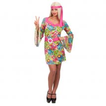 Robe chic manches évasées hippie flowers femme (Taille unique)