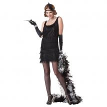 Robe Charleston noire courte avec franges (S)