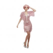 Robe Charleston rose avec étole pour femme (S)