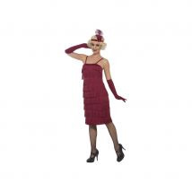 Robe charleston rouge à frange, grande taile (M)
