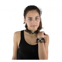 Ras de cou et bracelet dentelle et squelette