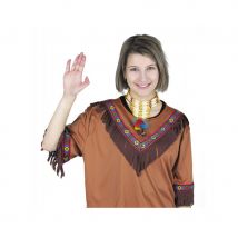Ras de cou indien avec plumes et perles colorées
