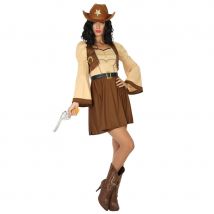 Robe de cowgirl marron beige pour femme (M/L)