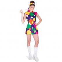 Robe disco courte à pois colorés (L)