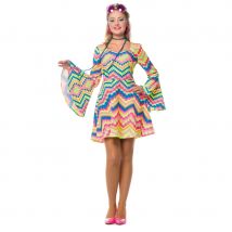 Robe disco fluo à larges manches (L)