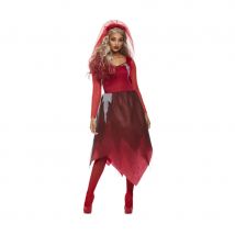 Robe de mariée vampire en dentelle rouge, adulte (M)
