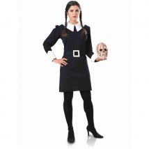 Robe de Mercredi Addams avec ceinture pour femme (M)