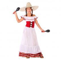 Robe de Mexicaine pour enfant, blanche et rouge (7/9 ans)