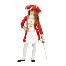 Robe de petite mousquetaire blanche et rouge chic (5/6 ans)