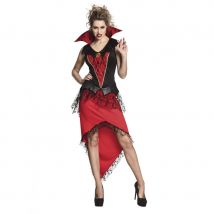 Robe de vampire avec long col et dentelles noires (S/M)
