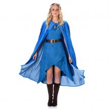 Robe et cape médiévale bleue unie (S)
