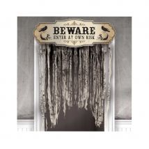 Rideau entrée de porte tête Halloween en lambeaux