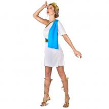 Robe grecque avec toge bleue pour femme (M)