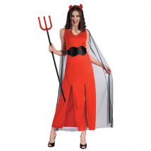 Robe longue de diablesse rouge avec cape (L)