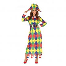 Robe longue de femme arlequin multicolore (L)