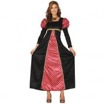 Robe longue médiévale rouge et noire pour femme (L)
