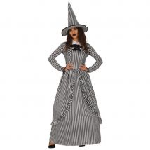 Robe lignée noire et blanche de sorcière (M)
