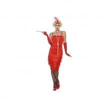 Robe longue rouge charleston à franges (S)