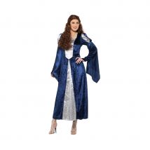 Robe médiévale bleue et blanche pour femme (L)