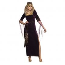 Robe médiévale en velours violet et doré, femme (M/L)