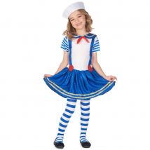 Robe Marin Fille Bleue à Paillettes et Rayures (7/9 ans)