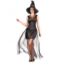Robe noire unie mi-longue de sorcière (S)