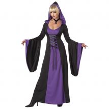 Robe noir violet capuche et larges manches (M)