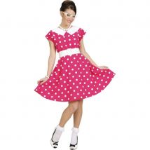 Robe rose à pois blancs années 50 (M)