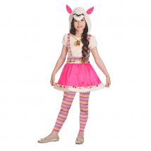 Robe rose avec capuche tête de lama pour enfant (4/6 ans)
