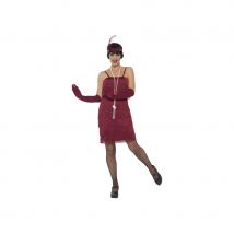 Robe rouge années 20 à franges, flappers (M)