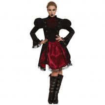 Robe Steampunk noire et rouge pour femme (S)