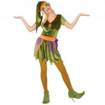Robe verte de lutin, effet velours pour femme (M/L)