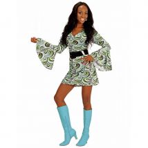 Robe verte groovy vagues style années 70 (S)