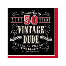 Serviettes Anniversaire Vintage 50 ans noir rouge