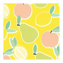 Serviettes jaunes dessins de fruits
