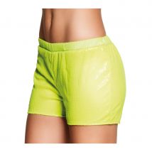 Short jaune fluo à sequins (M)