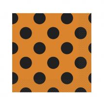 Serviettes orange à pois noirs, en papier
