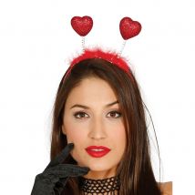 Serre-tête aspect plumes rouge et coeur pailleté