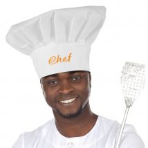 Toque blanche de chef imprimé doré