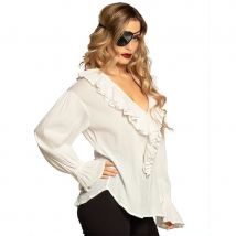 Tunique Blanche Femme Effet Pirate Col V (S)