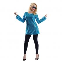 Tunique disco bleue à paillettes pour femme (S/M)