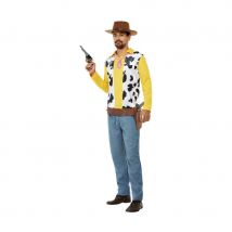 Tenue de cowboy jaune imprimé vache pour homme (L)
